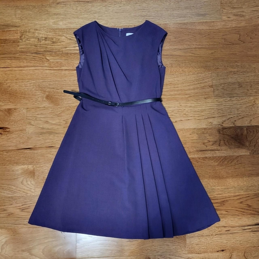 Calvin Klein Purple Pleated Midi Dress for Wedding Guest